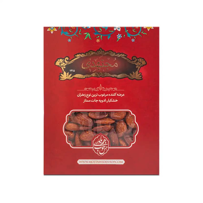 بادام درختی نمکی 250 گرمی مجتهدی روبرو
