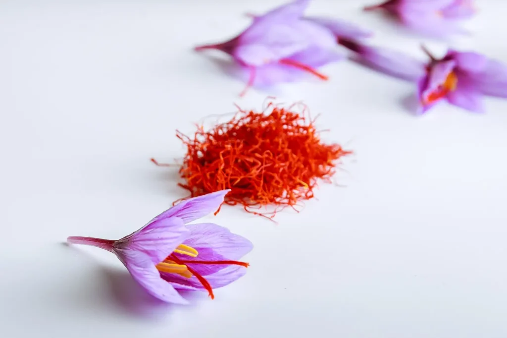 گل زعفران و رشته های زعفران